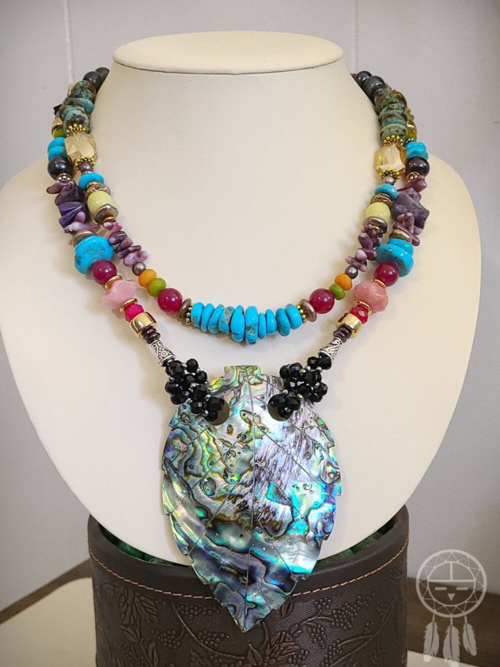 "ABALONE ADVENTURE" Artisan Crafted Statement Necklace - Picture 8 of 13